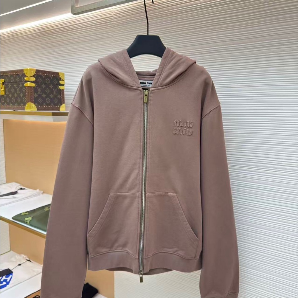 Miu Miu Mauve Zip-Up Hoodie
